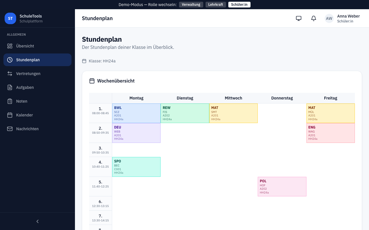 Screenshot: Stundenplan